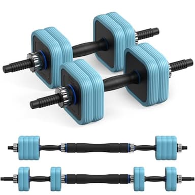 Merach 3 in 1 Set di Manubri Palestra Regolabili con Barra Bilanciere, Pesi Palestra Manubri Regolabili, Bilanciere Palestra, Tubo di Collegamento Multifunzione per Allenamento Palestra in Casa-10KG