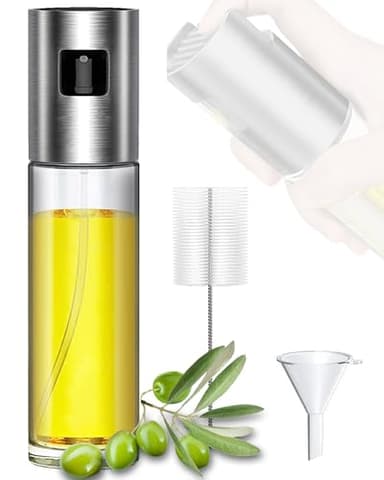IRAINSUN Spruzzatore Olio, Spruzzino Olio per Friggitrice ad Aria, Spray Olio Oliva in Acciaio Inossidabile Vetro per Cucina, Nebulizzatore Olio Aceto, Cucinare,Forno,BBQ, Forno, Insalata