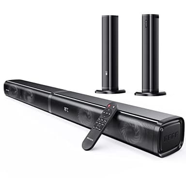 MEVOSTO Soundbar 2 in 1 Soundbar per TV 2.2 Canale separabile 80W Doppi woofer integrati con ARC/Ottico/AUX/BT 5.0 Bassi/Alti Sistema home theater surround montabile a parete