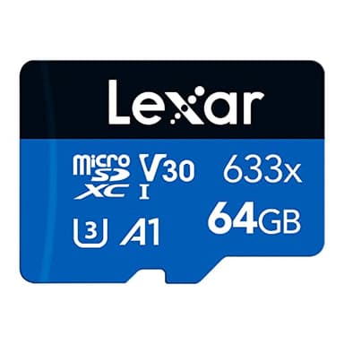 Lexar 633x Scheda Micro SD 64 GB, Scheda di Memoria microSDXC UHS-I Senza Adattatore SD, Fino a 100 MB/s in Lettura, A1, C10, U3, V30, Scheda TF per Smartphone/Tablet/Telecamera (LMS0633064G-BNNAA)