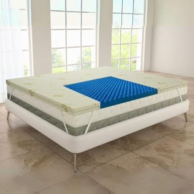 MAXIME MAISON - Topper Memory Foam 160x190 5 cm (Morbido/Medio) Topper Matrimoniale in Aloe Vera Prodotto Italiano Antiacaro e Anallergico, Correttore per Materassi Vecchi o Scomodi
