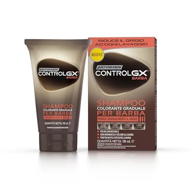 Just For Men Control GX Shampoo Colorante Graduale Per Barba, Riduce Gradualmente I Peli Grigi Ad Ogni Lavaggio Per Un Look Naturale, Adatto A Tutte Le Tonalità, 118 ml