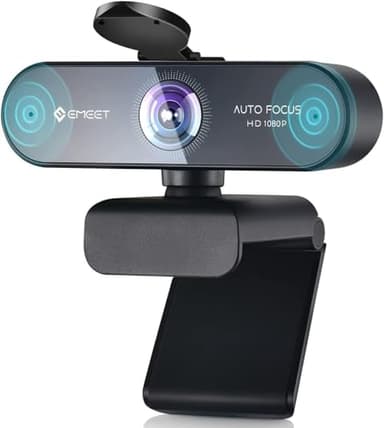 EMEET Webcam - NOVA Webcam 1080P con messa a fuoco automatica, Webcam Full HD, Grandangolo 73°, 2 microfoni, Riduzione del rumore, Correzione automatica della luce, webcam pc per Linux, Mac OS, Skype