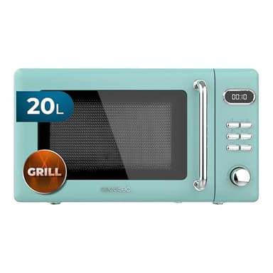 Cecotec Microonde digitali con griglia da 20 litri Proclean 5110 Retro Green. 700 W in 5 livelli, timer fino a 60 minuti, 8 programmi e modalità sbrinamento, design vintage in verde