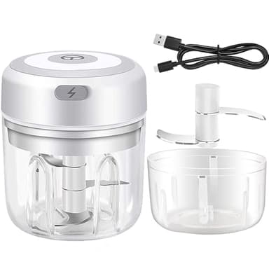 Peppy Mini Blender Elettrico Ricaricabile USB Portatile con Lame in Acciaio Inossidabile, Tritatutto Alimentare per Aglio, Cipolle, Carne, Peperoncino, Gadget da Cucina Compatto