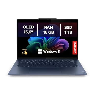 Lenovo Yoga Slim 7x Notebook AI, Display Touch 14.5" 3K OLED (2944x1840) 90Hz, Processore Qualcomm Snapdragon X Elite, RAM 16GB, 1TB SSD, Windows 11 Home Copilot+ PC, WiFi 7 - Blu, Esclusiva Amazon