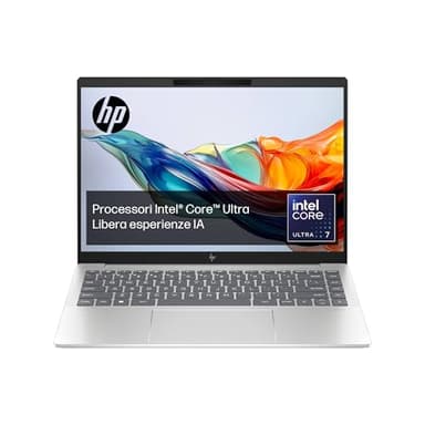 HP Pavilion Plus 14-ew1007sl, Notebook, Intel Core Ultra 7-155H, Intel Evo Edition, AI, RAM 32GB, SSD 1TB GB, 2.8K OLED, VRR 120Hz, Wi-Fi 6E, Webcam 5MP IR TNR Poly, Windows 11, Argento