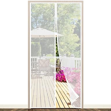 Zanzariera Magnetica Porta Finestra, EGNBU 140x240CM Zanzariere Magnetiche per Porte Finestre Maglia Ultra Fine Tenda Zanzariera con Calamita per Balcone, Chiudersi da Solo Facile da Installare-Bianco