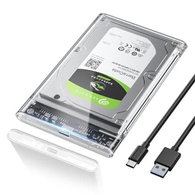 POSUGEAR Case Hard Disk 2.5", 6Gbps USB 3.1 Gen 2 Case SSD 2.5 per SATA III 7mm/9.5mm SSD HDD, Supporto UASP/TRIM & Nessuno Strumento Case Disco Rigido Compatibile con Toshiba WD PS4 Xbox-Trasparente