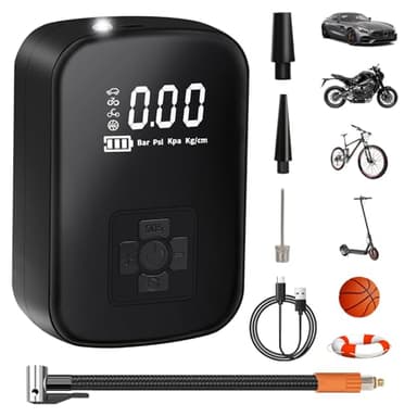 Mini Compressore Aria Portatile Auto, 4000mAh 4 Modalità Air Pump Elettrica 150PSI Gonfia Gomme Auto Portatile con Schermo LCD Digitale e Torcia LED per Auto/Bici/Moto/Scooter/Pallone