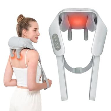 Massaggiatore cervicale, massaggio spalla schiena con riscaldamento, massaggiatore Shiatsu senza fili, massaggiatore elettrico con ricarica USB, con 2 modalità 3 intensità per casa e ufficio