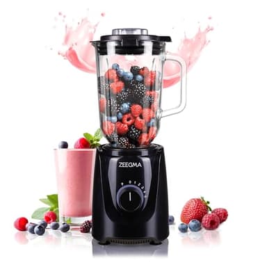 ZEEGMA GRAND VITAMINE BASE Minipimer multifunzione Potenza Picco 1829 W, Frullatore a Immersione con Bicchiere in Vetro da 2,2 l 5 Velocità, Modalità Pulse, 6 Lame, Trittaghiaccio