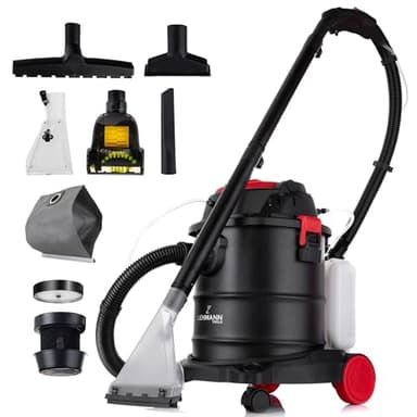 LEHMANN LHOVW-1620 Ultrawash 4 in 1, Aspiratore Lava Tappezzeria, Aspirapolvere per tappeti e mobili imbottiti, Aspirapolvere senza sacchetto con contenitore da 20 litri, con numerosi accessori