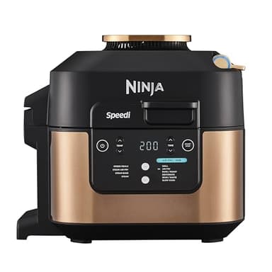 Ninja Speedi Pentola Elettrica Rapida 10 in 1, Friggitrice ad Aria, 5,7 l, Pasti per 4 in 15 Minuti, Frittura ad Aria e Cottura al Vapore, Nero/Rame, ON400EUCP