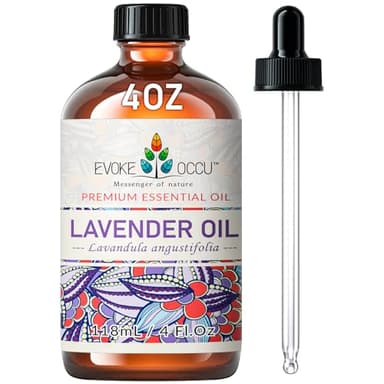 EVOKE OCCU Olio essenziale di lavanda 118ml, puro olio essenziale di lavanda per diffusore, cura della pelle, rilassamento, sonno, capelli, massaggio - 4 FL Oz