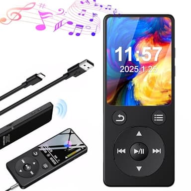 Olycism 64GB Lettore MP3 Bluetooth 2,4 Pollici MP3 Lettore Musicale con Altoparlante HD Integrato Batteria da 450mAh Suono HiFi Radio FM Registrazione Vocale E Books per Adulti Anziani Bambini