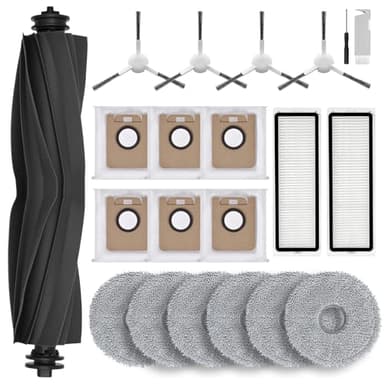 Rrochio Kit di Accessori per Dreame L10 Prime, Set Ricambi per Robot Aspirapolvere L10 Pro Ultra, L10s Pro Ultra Gen2 Plus con Spazzola Principale e 4 Laterali, 2 Filtri, 6 Panni, 6 Sacchetti 20 Pezzi