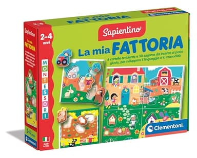Clementoni Sapientino Montessori - La mia Fattoria, Gioco Educativo con Puzzle Animali Sagomati per Bambini 2-4 Anni, Sviluppo del Linguaggio e Tattile, Made in Italy, Lingua Italiana, 16856