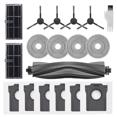 Accessori di Ricambio per Dreame L10s Pro Ultra Heat/X30 Ultra/L10s Ultra Gen 2/Mova E30 Ultra Robot Aspirapolvere, 1 Spazzola Principale, 2 Filtri, 4 Spazzole Laterali, 4 Panni Mop, 6 Sacchetti