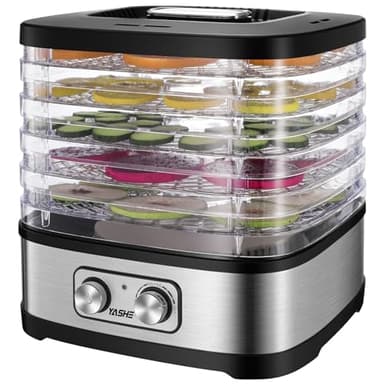YASHE GGJ-261A Essiccatore Alimentare, 5 Vassoi Regolabili in Altezza, Controllo della Temperatura da 35 a 70°C, Essiccatore Frutta e Verdura da 240 Watt, Senza BPA