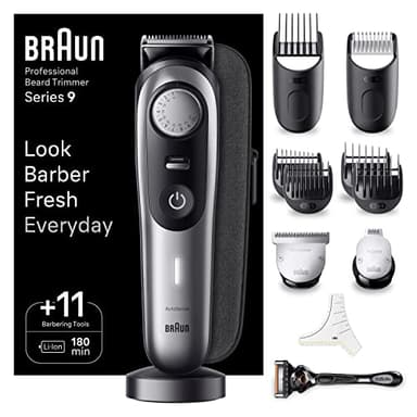 Braun Series 9 RASOIO ELETTRICO BARBA Con lama barba Problade E Strumenti Professionali, REGOLABARBA UOMO 40 Lunghezze, Base Di Ricarica E Custodia Esclusiva, Idea Regalo, BT9440 Grigio