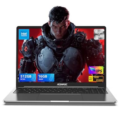 ACEMAGIC PC Portatile 16" Full HD,In-tel Alder Lake N97 (Fino a 3.6Ghz) Notebook,16GB DDR4 RAM 512GB SSD,2.4G/5G WiFi,BT5.0,Type_C, USB3.2,HDMI,Computer Studio Ufficio Laptop Grigio