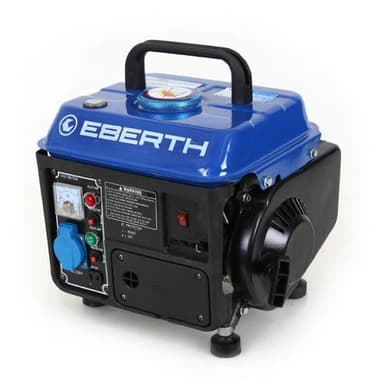 EBERTH 750 Watt Generatore di corrente portatile Gruppo elettrogeno 2 CV Motore a benzina 2T, Monofase 1x 230V, 1x 12V, voltmetro, indicatore carburante, interruttore di sovraccarico, peso 15 kg