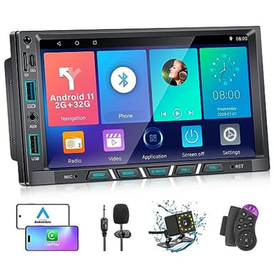 Autoradio 2 Din con Apple CarPlay e Android Auto, 2 Din Android Stereo Auto Bluetooth con Schermo HD da 7 Pollici con Backup Camera/Mirror Link/GPS/WiFi/FM/AUX/USB/TF.