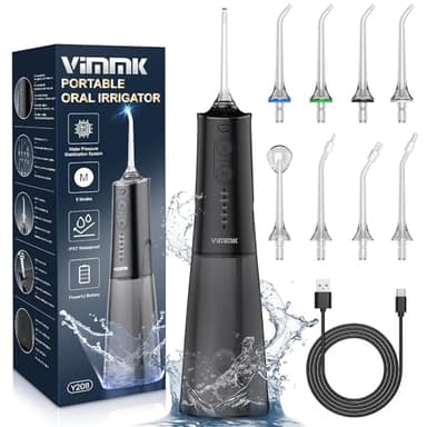 Vimmk Irrigatore Orale Senza Fili, Idropulsore Dentale ad Acqua con Irrigatore Orale Dentale Ricaricabile Impermeabile IPX7 per Viaggi a Casa (Nero)