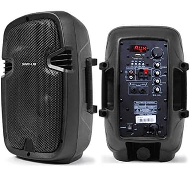 SHARD-LAB - COPPIA CASSE AMPLIFICATE ATTIVE KARAOKE DJ PALESTRA 400W 8" con bluetooth + radio + usb/sd