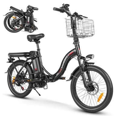 SAMEBIKE Bici elettrica 20" Fat Tire Bici elettrica pieghevole batteria 36V/13Ah, autonomia massima fino a 60-110km, fuoristrada mountain bike city e-bike uomo donna (CY20) (BLACK)
