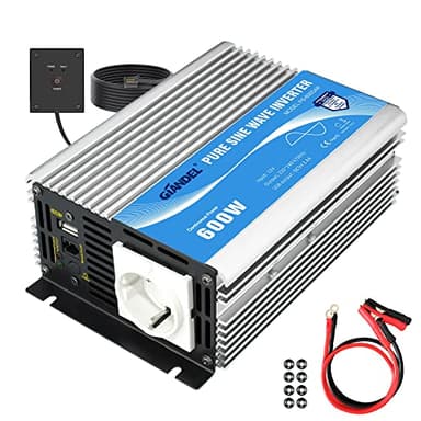 GIANDEL Power Inverter Onda Sinusoidale Pura 600W DC 12V a AC 220V 230V Invertitore di Potenza Convertitore con telecomando & porta USB per Camper,Auto