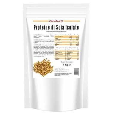 Proteine di Soia Isolate 1000 g in Polvere - FlorioSport | 91% Proteine Vegetali adatte a Vegani e Vegetariani. Senza Lattosio, Glutine, OGM, Zuccheri ed Edulcoranti Artificiali. (Cioccolato)