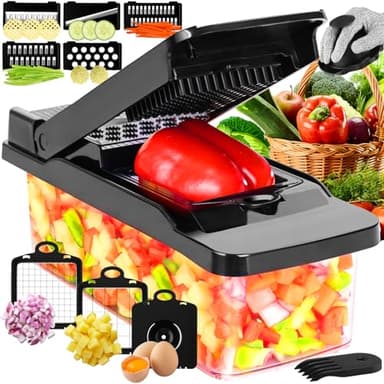 Mandolina per Verdure Professionale,Affettaverdure e Mandolini da Cucina Manuale Multifunzione,Lame Affilate Intercambiabili in Acciaio inox,Tagliare Verdure e grattugiare,nero.