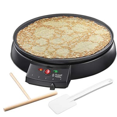 Russell Hobbs Crepiera - Piastra con rivestimento antiaderente da 30cm di diametro - Stendipasta e Paletta incluse Griglia elettrica Fiesta - crepes, pancake, galette, burritos, tacos, 1000W, 20920-56