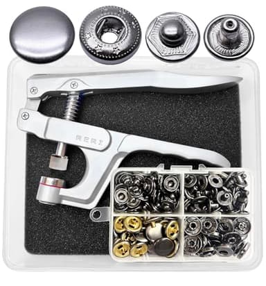 Bottoni automatici con pinze Φ15mm Nero 40 set Bottoni automatici per abbigliamento per portafogli per borse da giacca in pelle