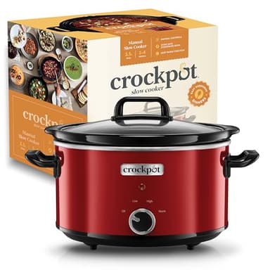 Crock-pot Pentola per Cottura Lenta, Slow Cooker, Capienza 3.5 litri, fino a 4 Persone, 2 Impostazioni Cottura e Funzione Mantenimento in Caldo, 210 W, Ceramica, Rosso