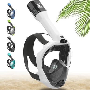 Khroom Maschera da snorkeling per adulti Seaview Pro | La nostra MIGLIORE maschera subacquea | Maschera a pieno facciale, sicura da CO2 per lo snorkeling | Mascherina integrale, dai 10 annii XL Bianco