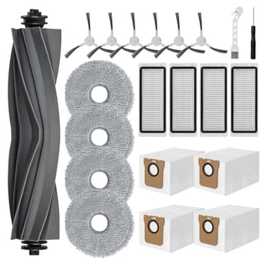 Erinice Kit di Accessori di Ricambio per Dreame L20 Ultra/ L20 Ultra Complete/ L30 Ultra Robot Aspirapolvere, 1 Spazzole Principali, 6 Spazzole Laterali, 4 Filtri, 4 Panni Mop, 4 Sacchetto, 1 Pennello