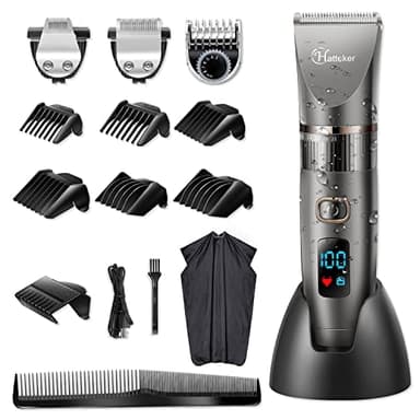 Hatteker Tagliacapelli Uomo Tagliatrice Professionale Capelli Taglierina Barbiere Barba Elettrica Trimmer e Precisione Impermeabile
