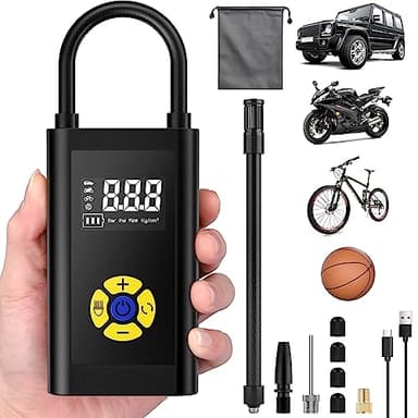 Sunlary Pompa Aria Portatile, Mini Compressore Aria Ricaricabile USB/LED Max 150PSI, Pompa Elettrica Per Bicicletta, Auto, Moto, Palla