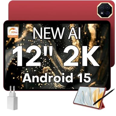 TECLAST T60AI 2K Tablet 12 Pollici 90Hz Tablets Android 15, AI Gesti Aerei, 2GHz Octa-Core, HDMI-TypeC/PC Mode/2000x1200/8000mAh/16GB RAM 128GB ROM-4TF/13MP/BT5.4, Tablet con Penna+Custodia, 2025