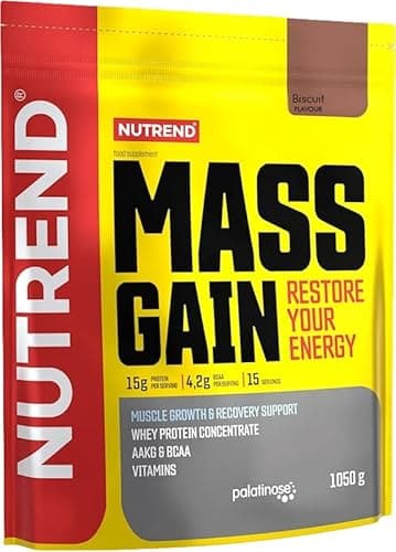 NUTREND - MASS GAIN - Proteine In Polvere per la Crescita della Massa Muscolare - Energia e Recupero - Gusto Biscotto - 1050 gr