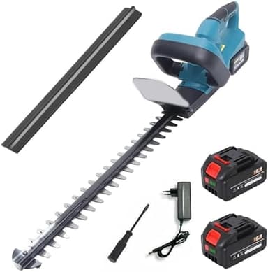 Tagliasiepi a Batteria da 1300W, Lunghezza Lama 50 cm, Tosasiepi, Taglia Siepi, Giardino Arbusti Siepi, con 2 Batterie da 4.0 Ah, Bassa Rumorosità 94dB, Peso 3.24 kg + Guanti Omaggio GO LOGISTIC SRL