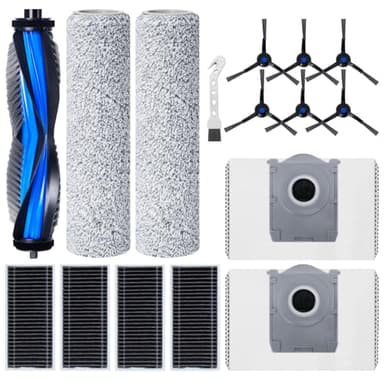 Kit di accessori di ricambio per ECOVACS DEEBOT X8 PRO Omni / X8 Omni Robot Aspirapolvere, 1 spazzola principale, 4 filtri, 2 Panni Roller, 6 spazzole laterali, 2 sacchetti per la polvere, 1 spazzola