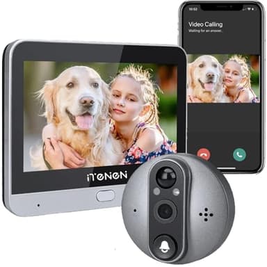 iTenen Wifi Wireless Video Campanello,telecamera Spioncino per la porta anteriore,3.0 Milioni di Pixel con monitor 4.3" pollici,Allarme al telefono cellulare,Scheda 32G inclusa