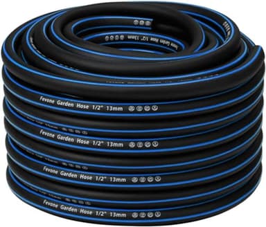 Fevone Tubo acqua giardino 30 metri, tubo da giardino, 13 mm 1/2 Pollice, 4 strati, 25 bar, robusto e durevole, portatile, tubo da giardino, flessibile, resistente, anti-curvatura, nero/blu