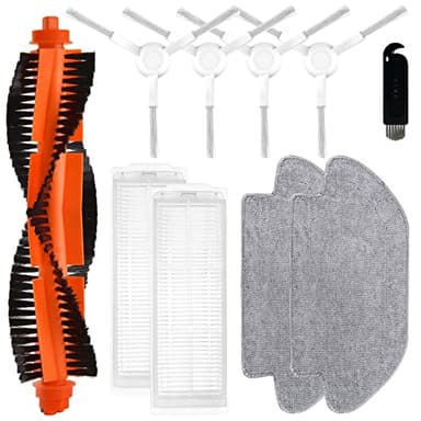 liveryde Accessori Ricambi compatibili per Xiaomi Robot Vacuum S12 / T12, per Xiaomi Mi Robot Vacuum Mop 2S / Mop Pro, 1 Spazzola Rullo, 4 Spazzole Laterali, 2 Filtri Hepa, 2 Panni