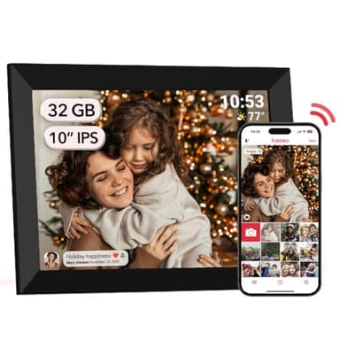 Cornice Digitale Frameo WiFi 32 GB 10,1 Pollici Cornice Digitale Foto 1280 x 800 IPS Touch Screen LCD Cornice Per Foto Con Rotazione Automatica Momenti Istantaneamente Condivisi Tramite l'app Frameo