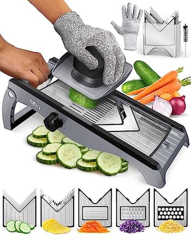 7-in-1 Regolabile Acciaio Inox Mandolina per Verdure Affetta Verdure - Mandolina Professionale Taglia Verdure Affettatrice Manuale - Julienne Grattugia Tagliaverdure Patate Zucchine Carote Formaggio